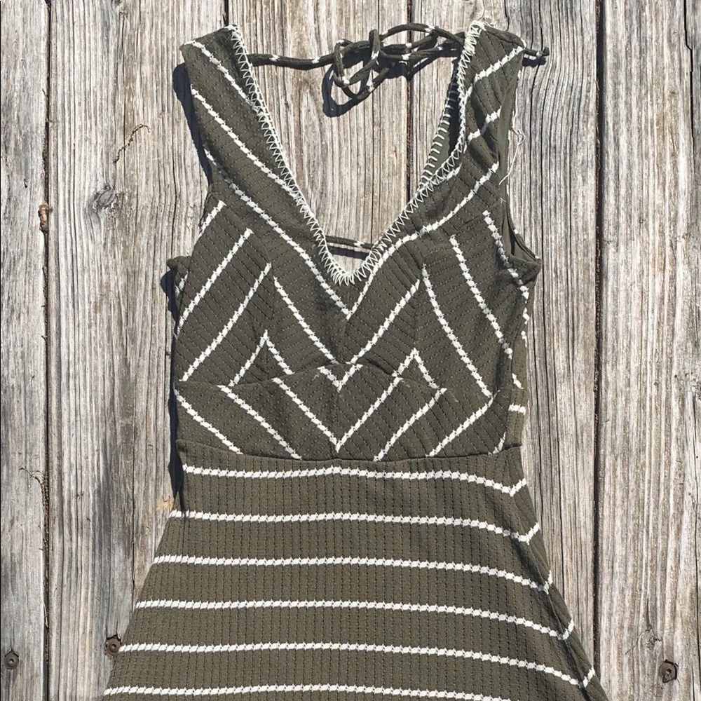 GREEN AND WHITE SKATER DRESS